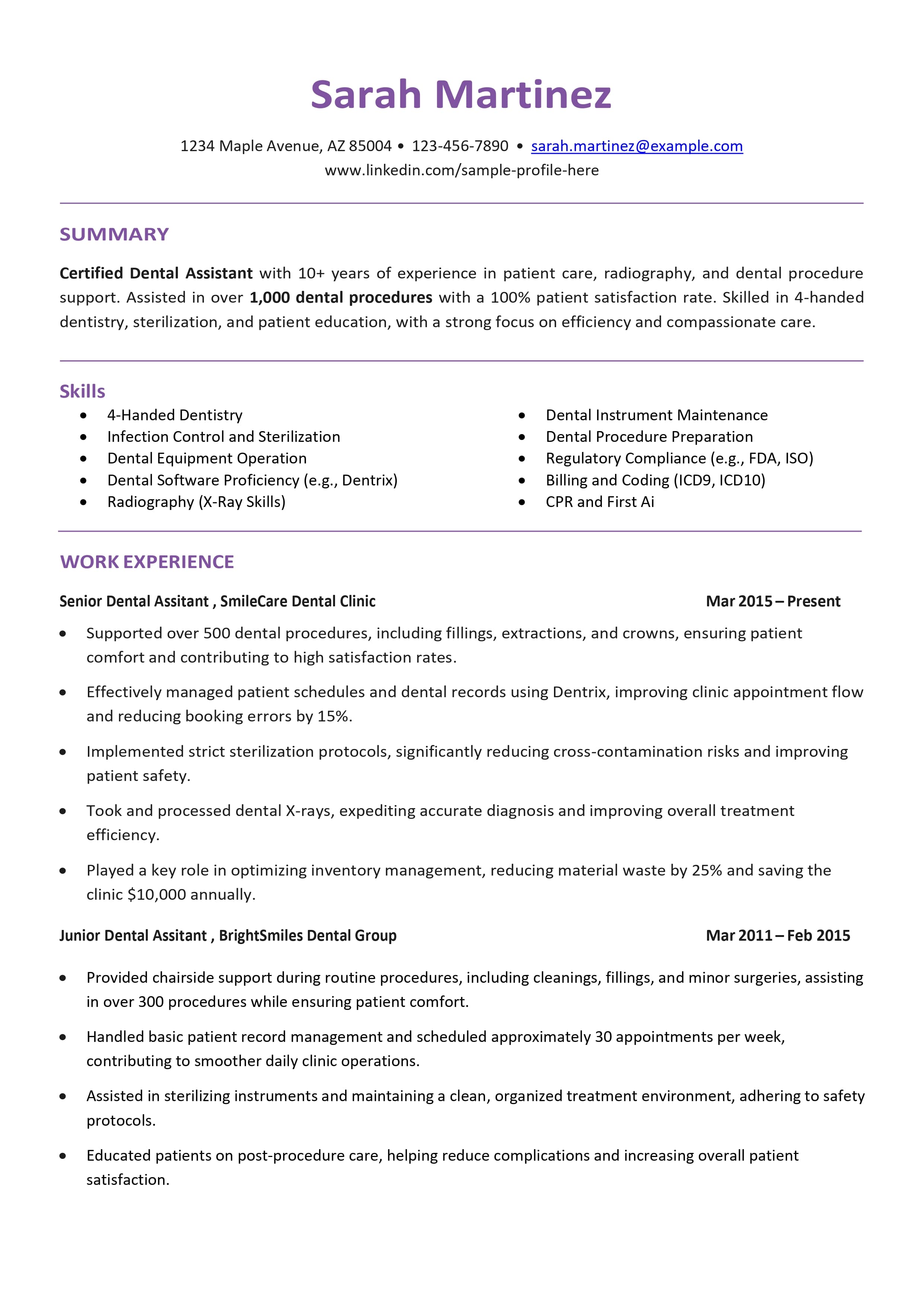 Dental Assistant Resume Part 1